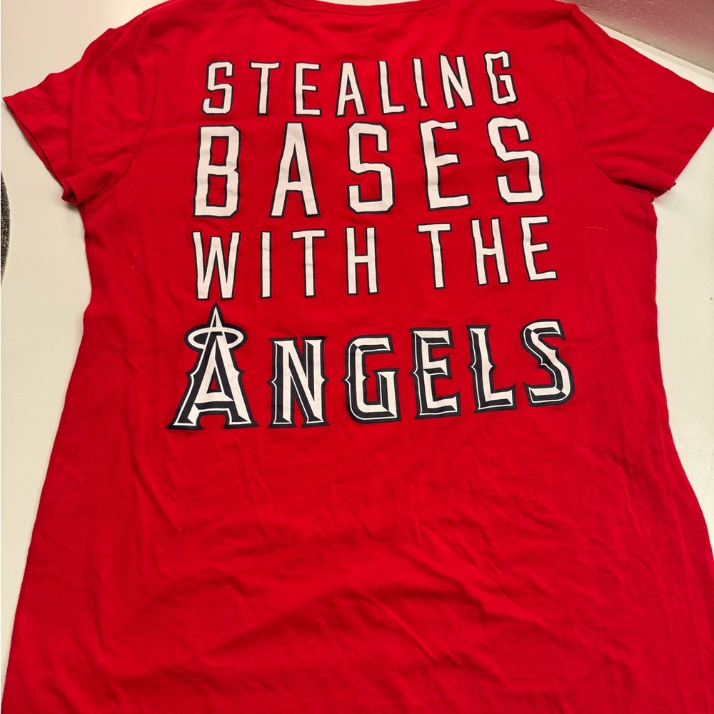 PINK Angels Baseball V Neck T Shirt